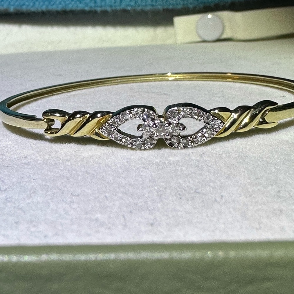 Genuine Diamond and Solid Gold Bangle